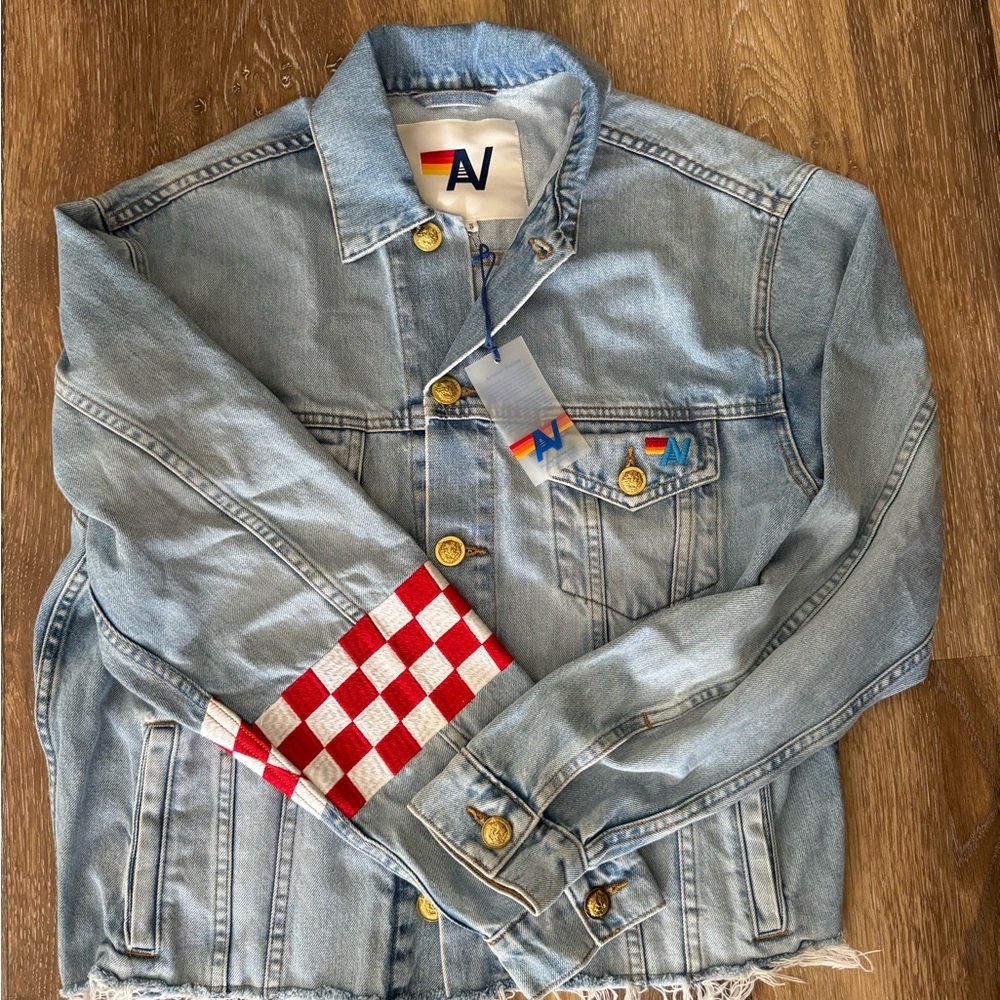 NTW AVIATOR NATION FREE OVERSIZED CROP DENIM JACKET - SUPER LIGHT